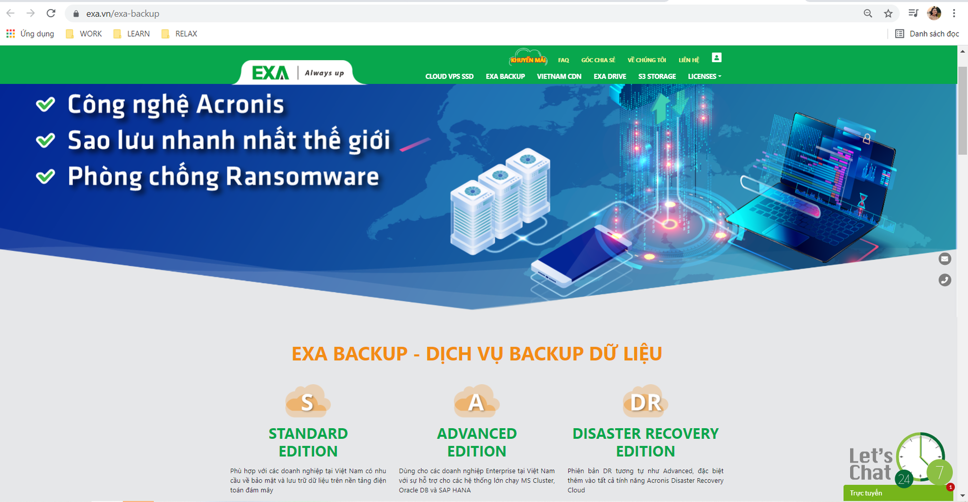 Hướng dẫn đăng ký sử dụng thử miễn phí dịch vụ EXA Backup