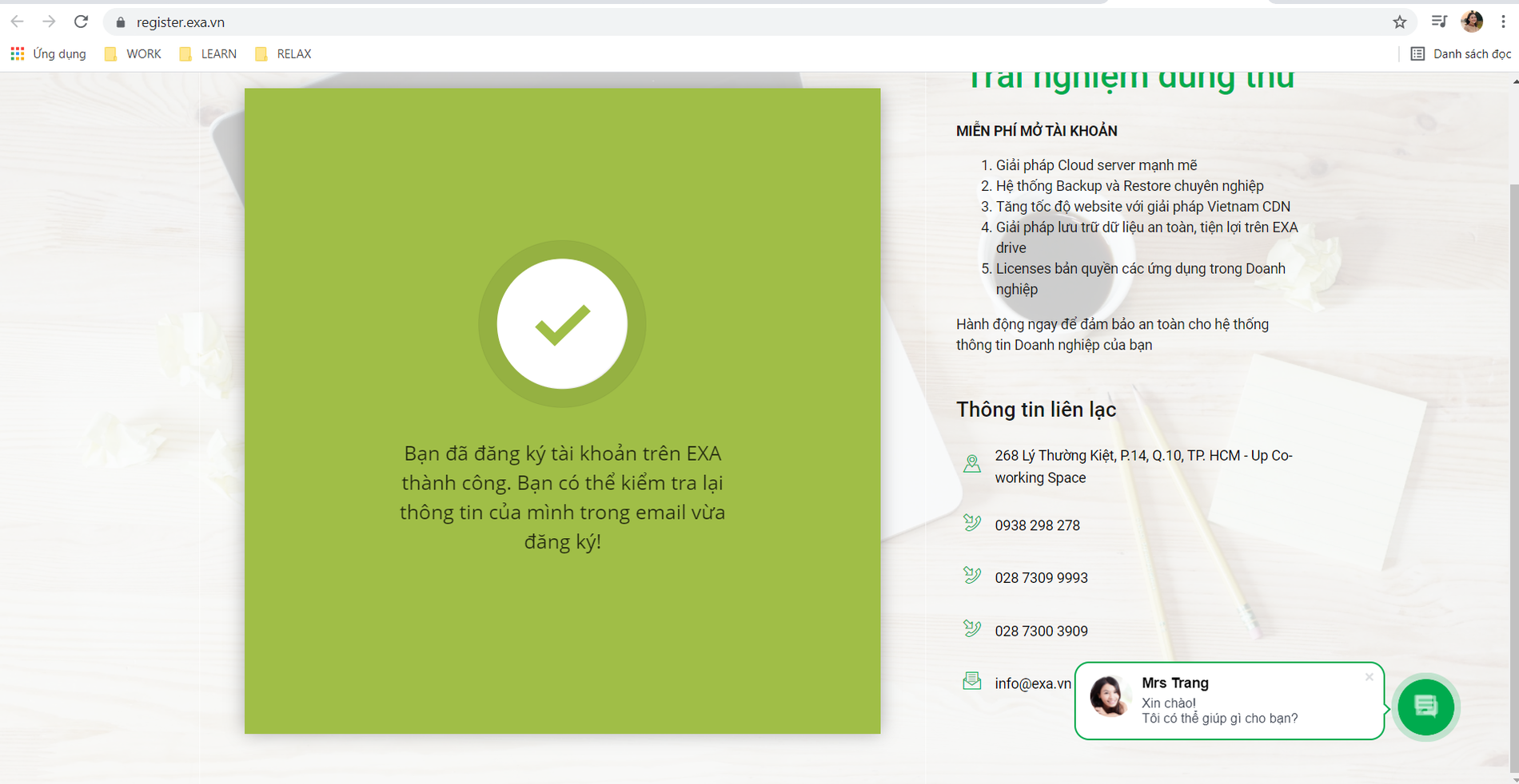 Hướng dẫn đăng ký sử dụng thử miễn phí dịch vụ EXA Backup